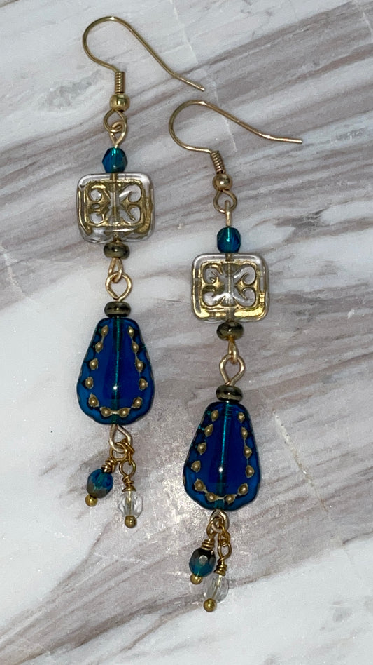 Ornate Rectangle Drop Earrings