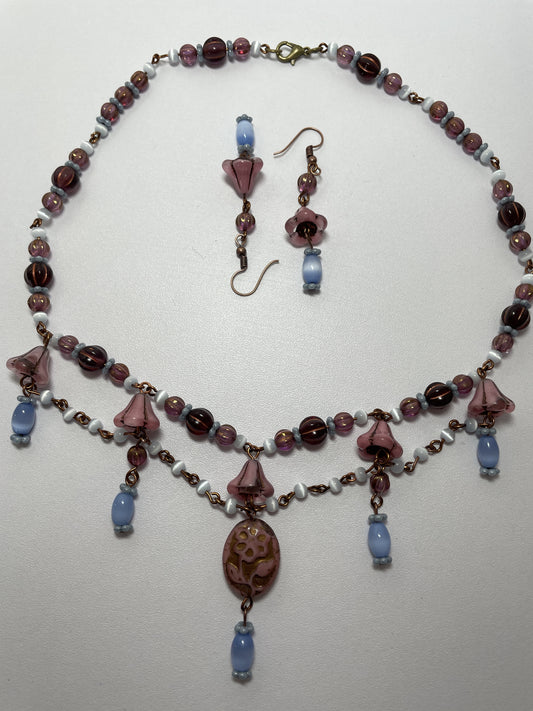 Dancing Flower Necklace and Earring Set