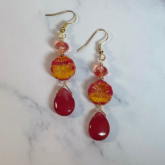 Hibiscus Pear Brio Drop earrings