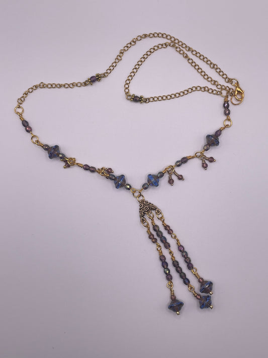 Beaded Tassel Necklace in Iris