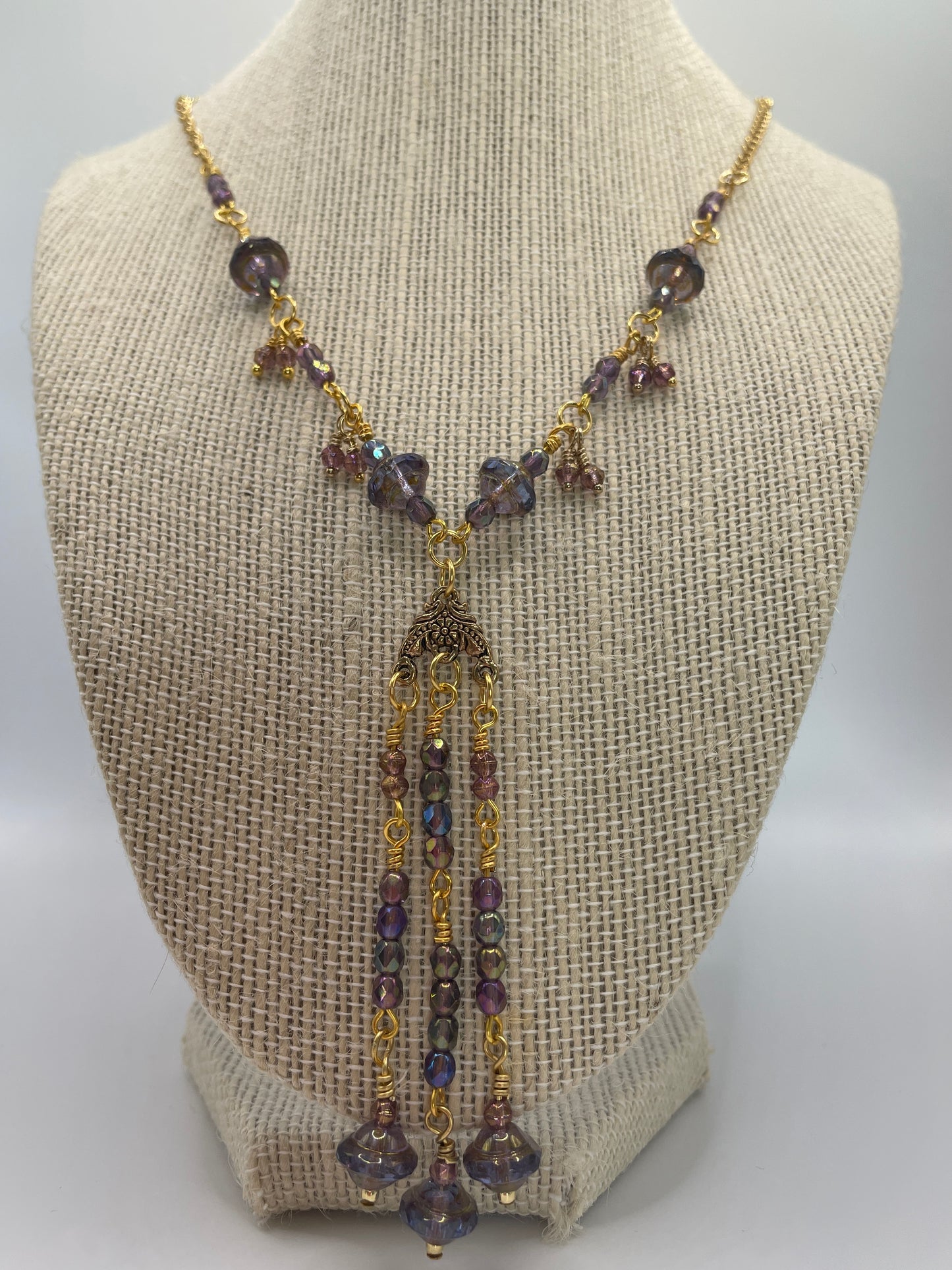 Beaded Tassel Necklace in Iris