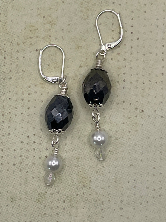 Hematite Leverback Earrings