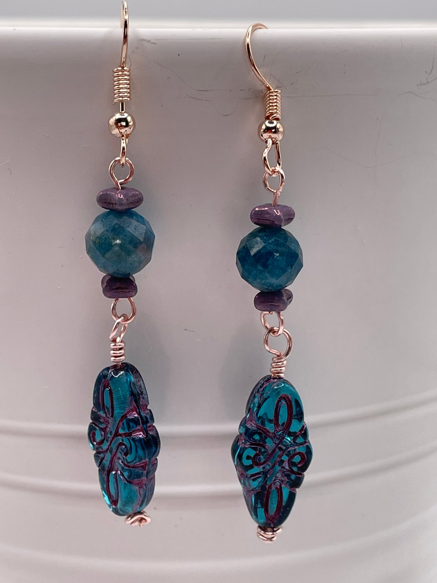 Dark Aqua Diamond shape Earrings