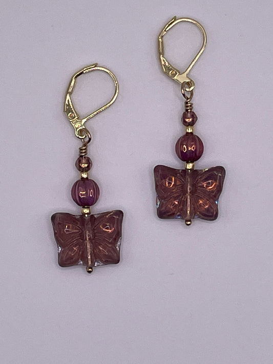 Lavender/Amethyst Butterfly Earrings