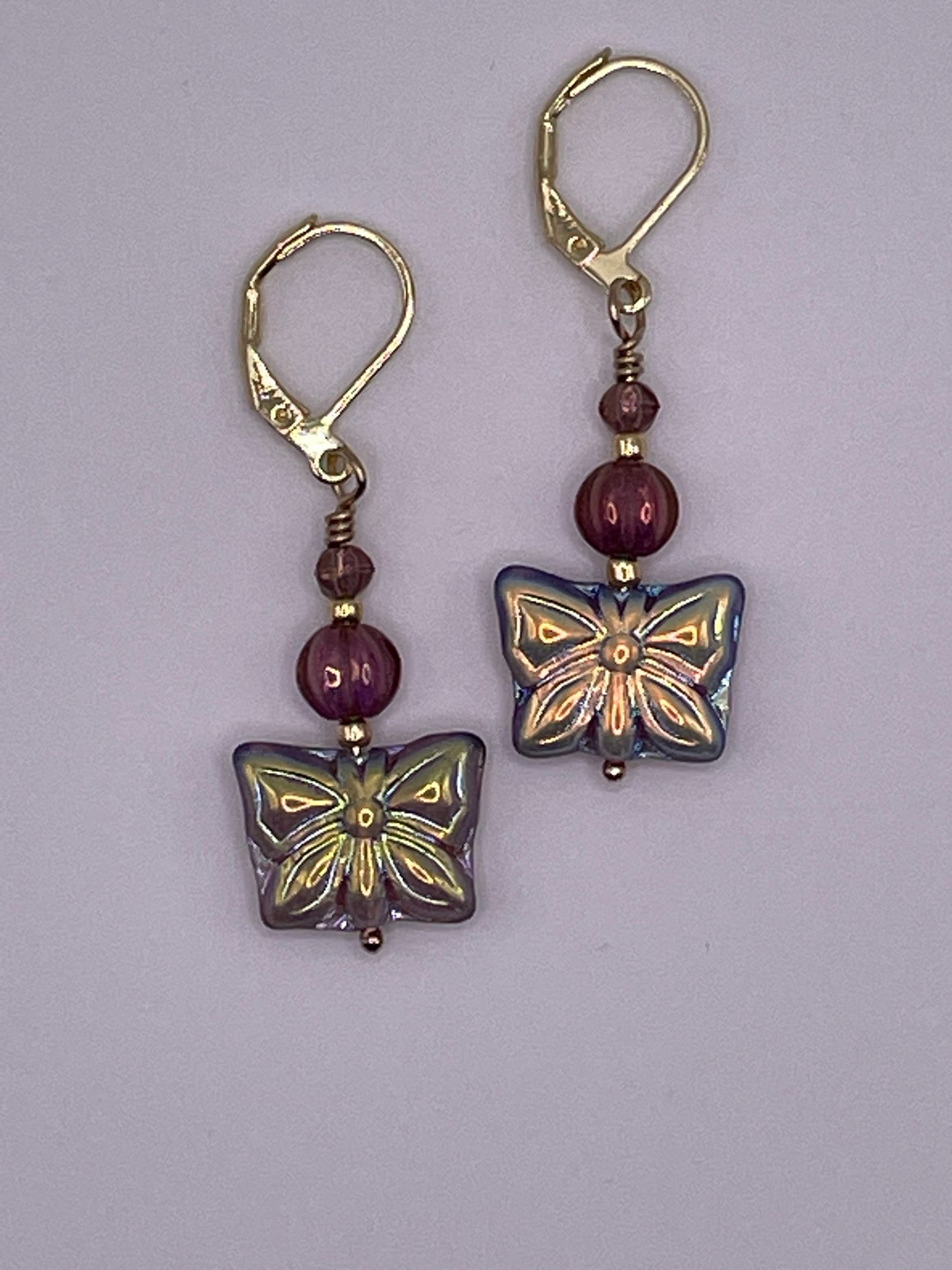 Lavender/Amethyst Butterfly Earrings