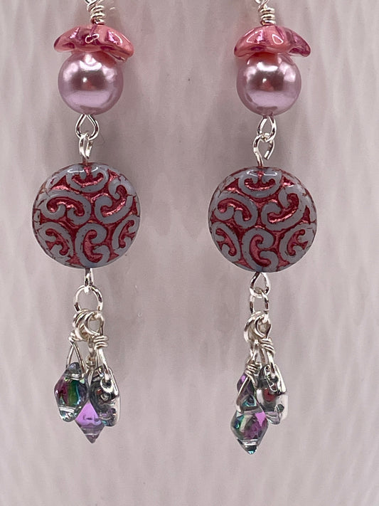 Pink Lacy Earrings