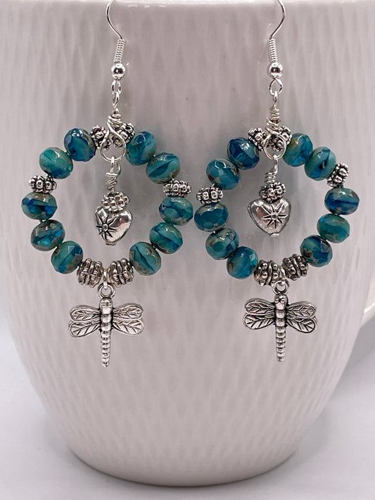 Dragonfly Beaded Hoops
