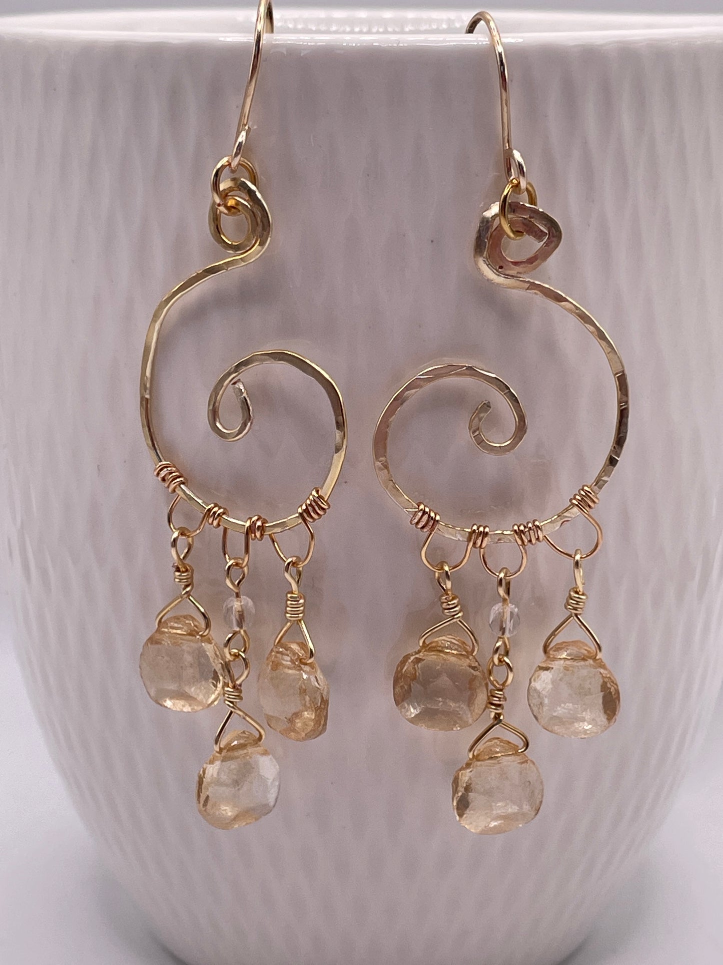 Hammered Swirl Chandelier Earrings