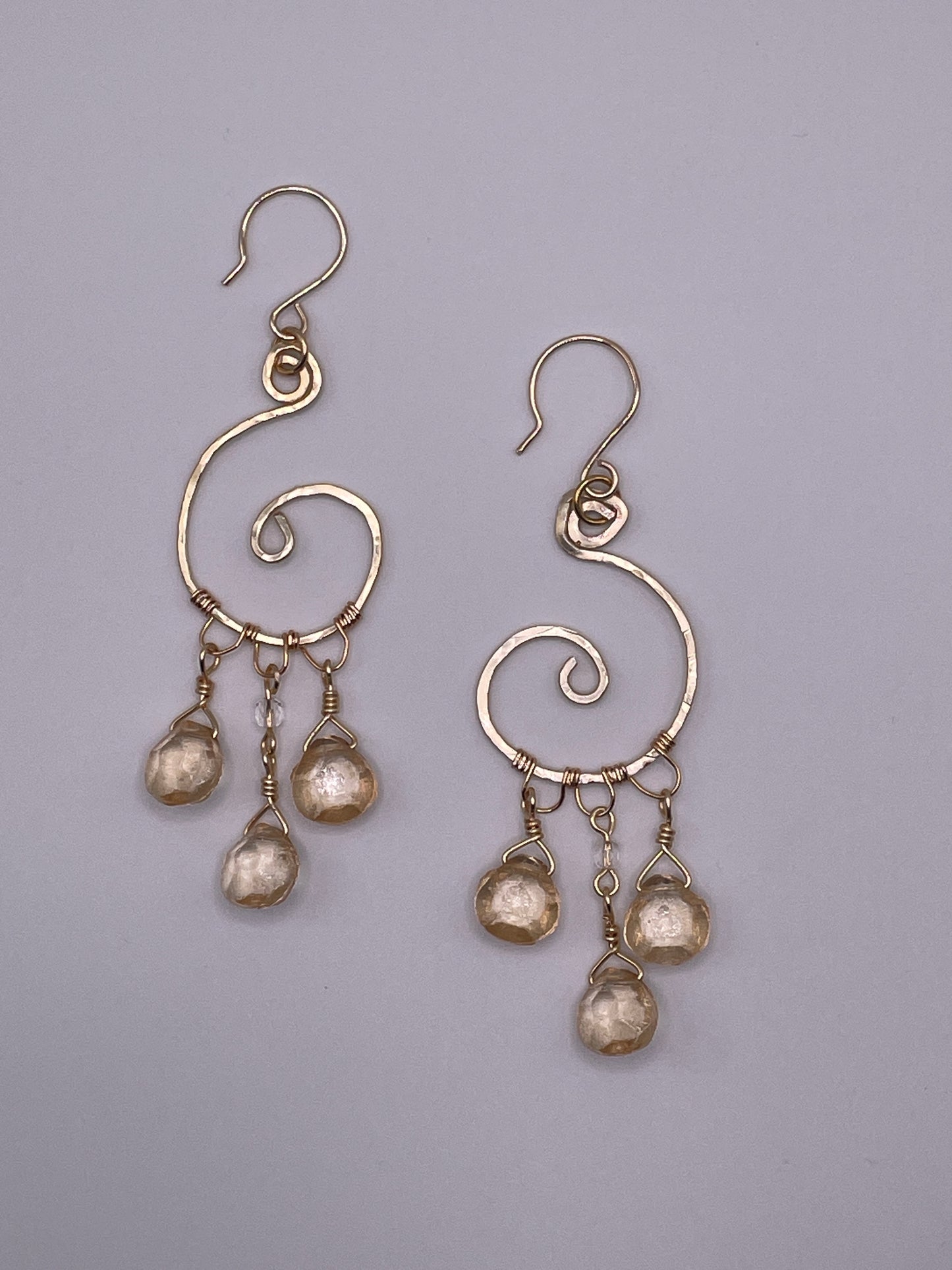 Hammered Swirl Chandelier Earrings