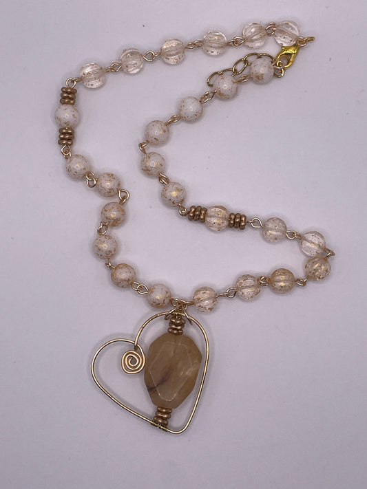 Champagne Quartz in Heart