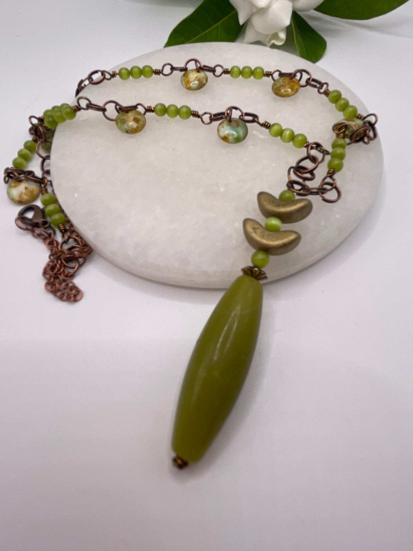 Serpentine Barrel beaded Necklace