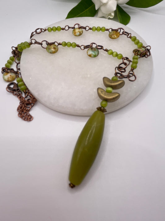 Serpentine Barrel beaded Necklace