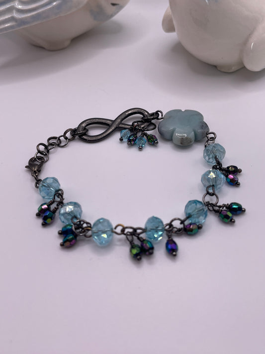 Hand carved Amazonite Flower Focal Bracelet