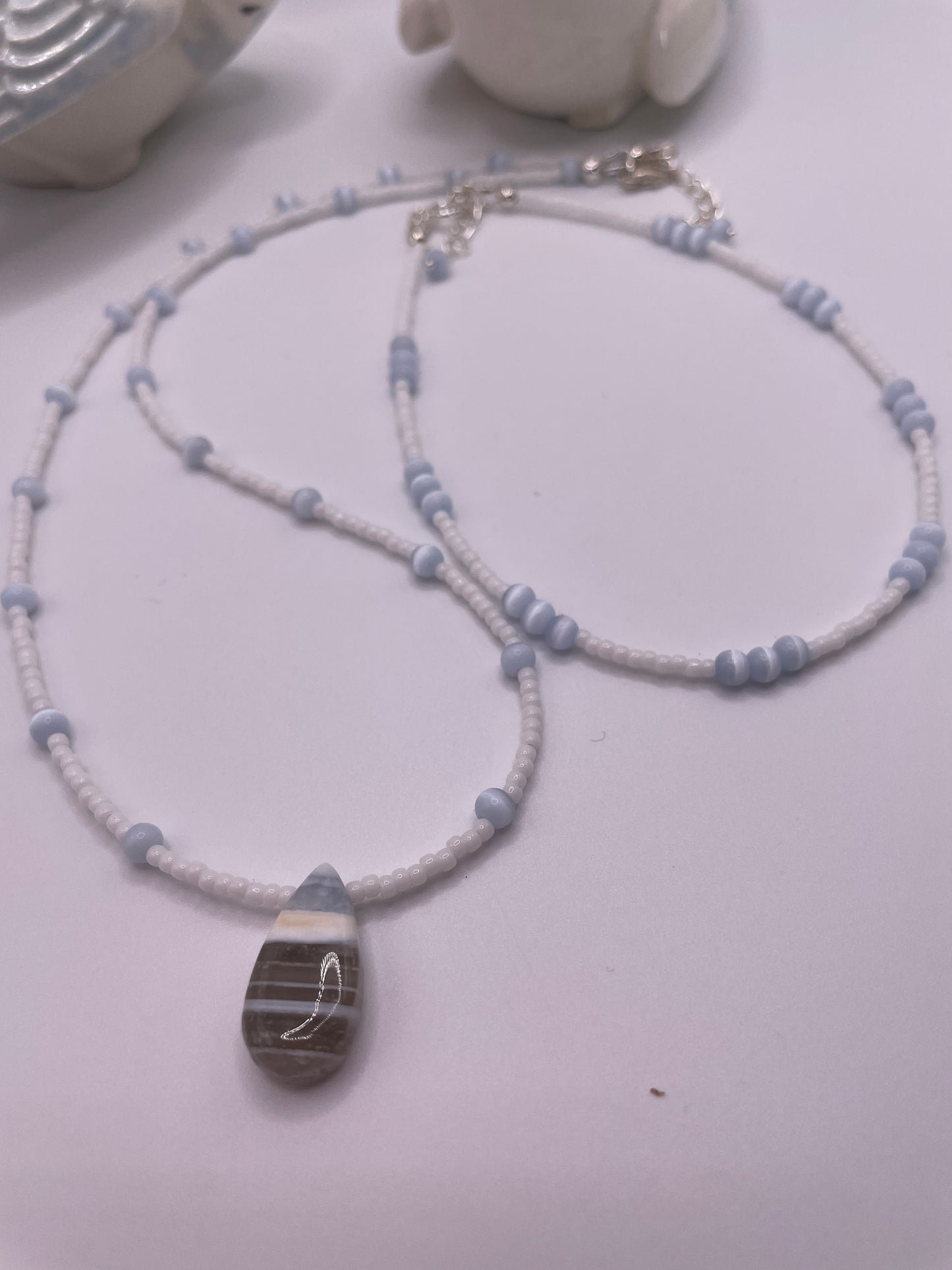 Indian cut Blue Boulder Opal Necklace and Anklet Set