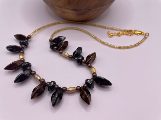 Hematite Beaded Necklace with a Twist