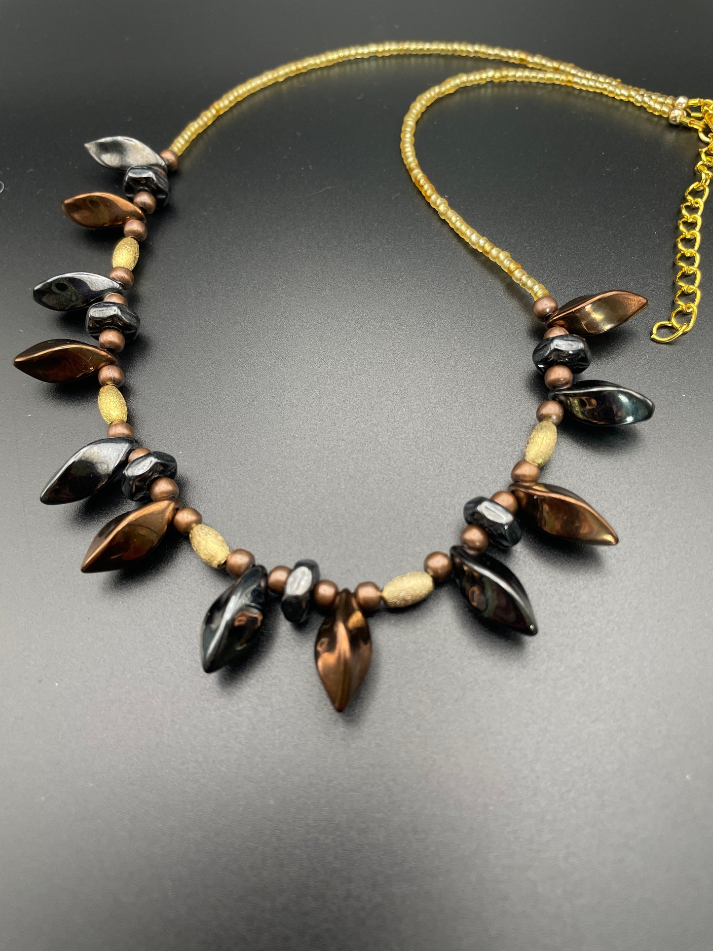Hematite Beaded Necklace with a Twist