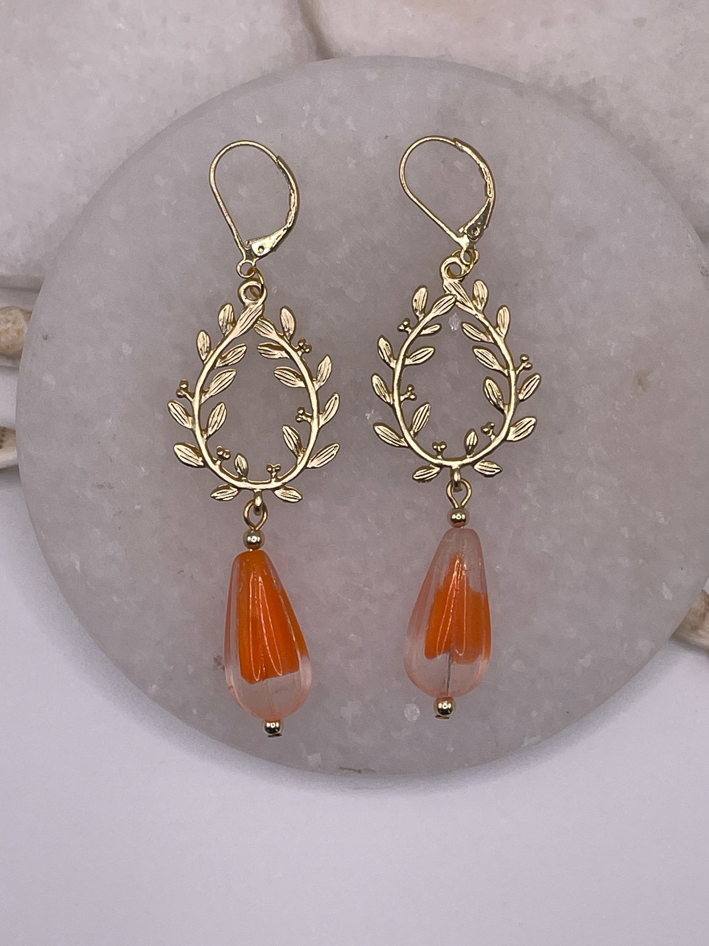 Orange Melon Drops with gold plated wreath