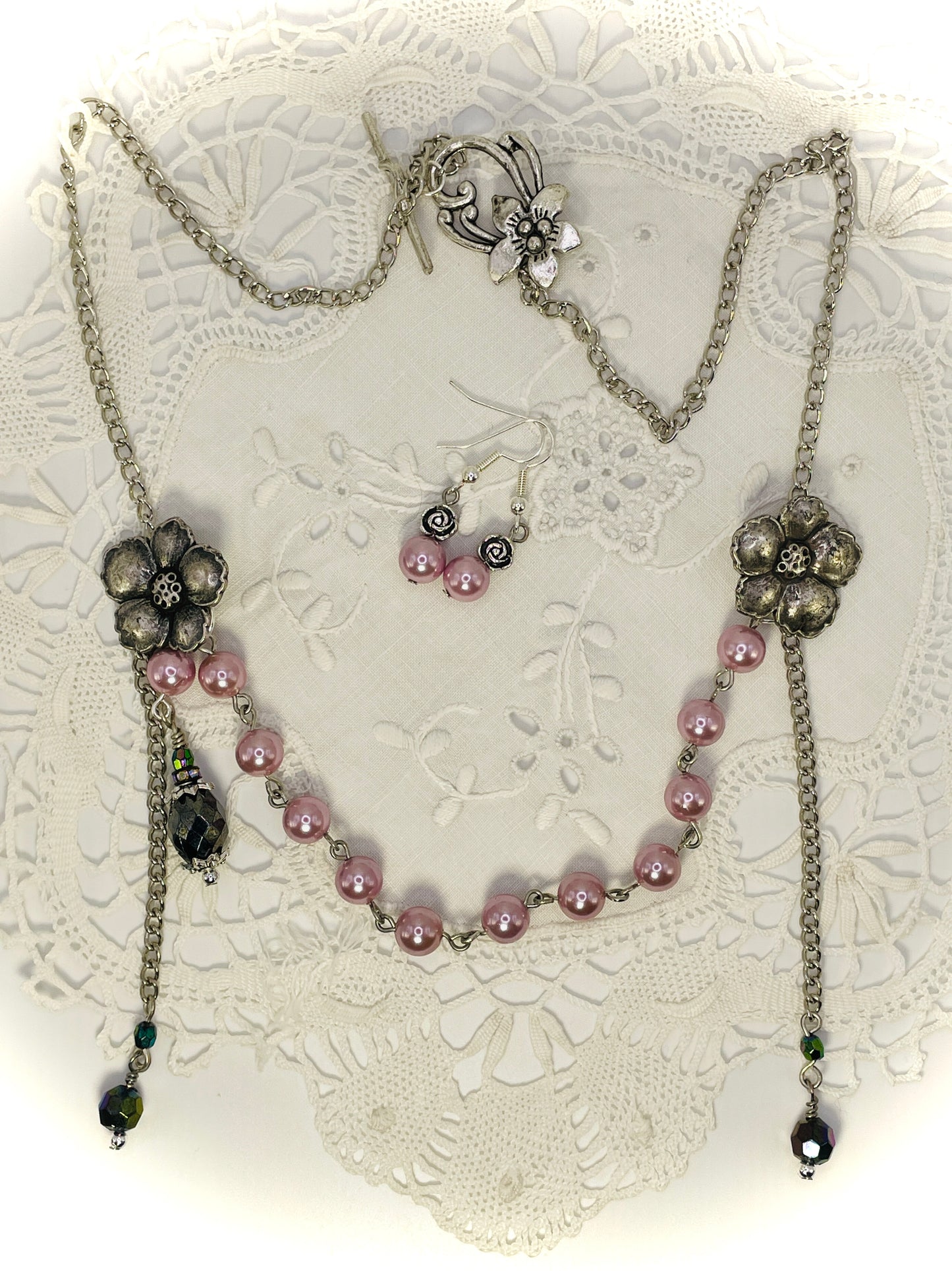 Vintage Rose Necklace and Earrings