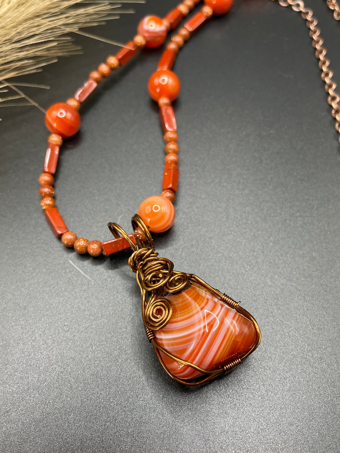 Antique Brass wrapped Carnelian