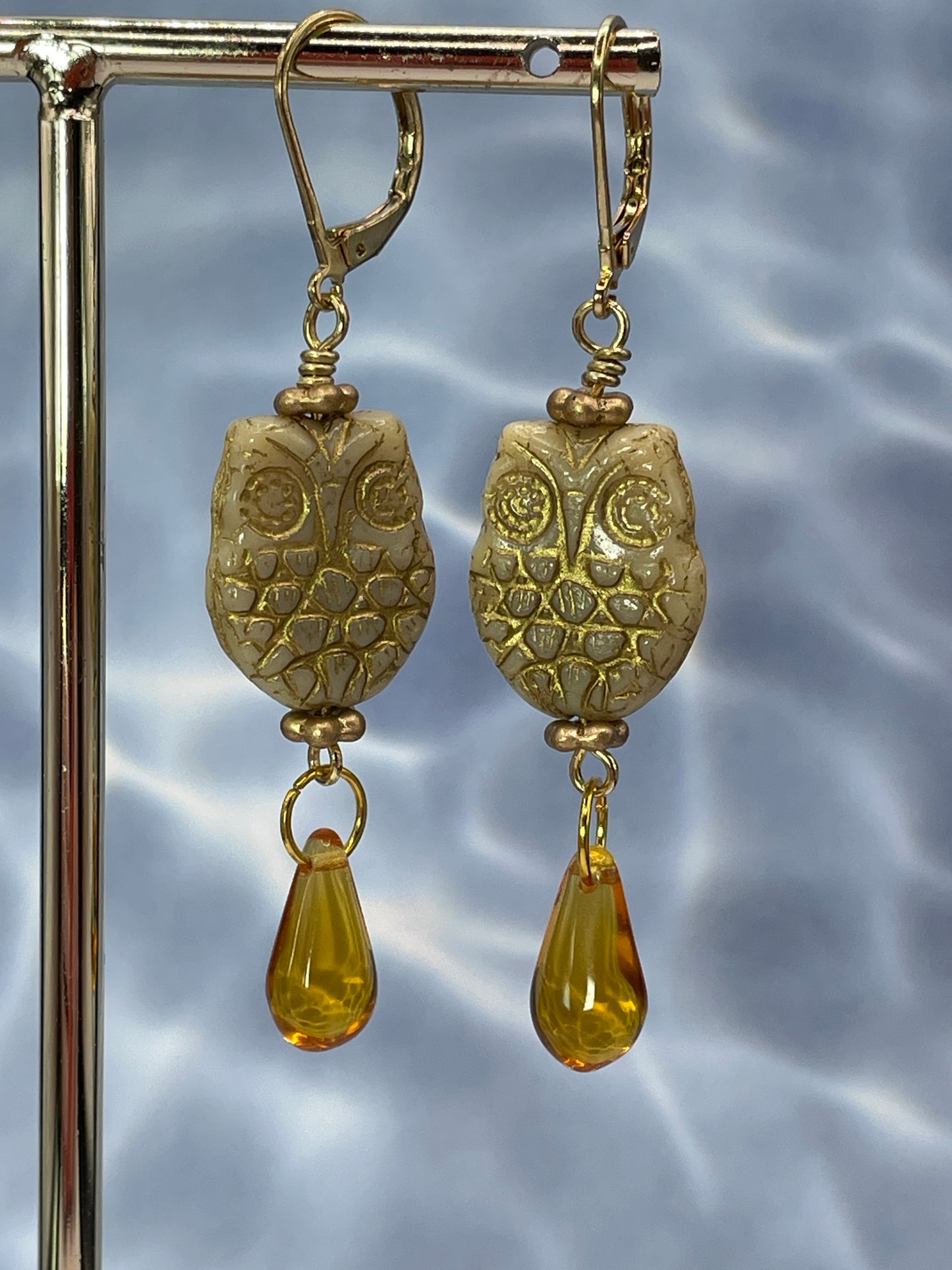 Owl with tear drop Earrings