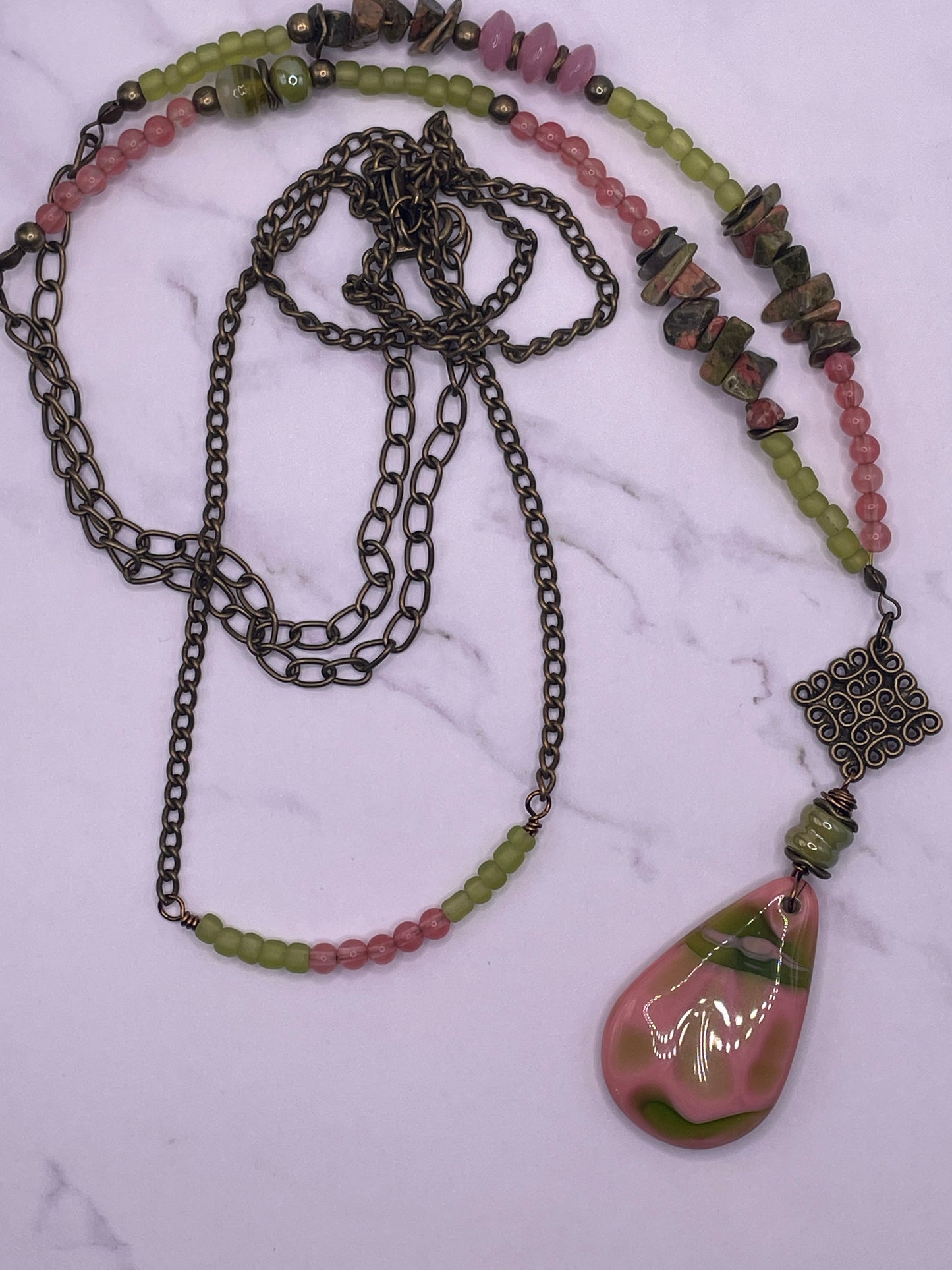 Czech Glass Textured Pendant Set