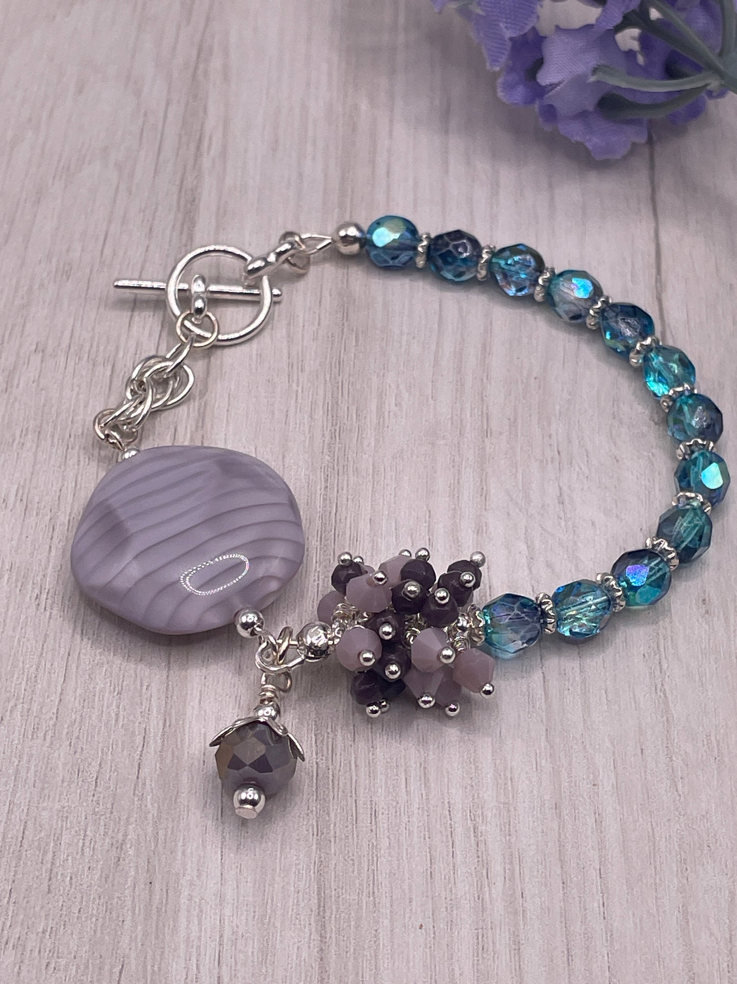 Purple Silk Textured Coin Bracelet