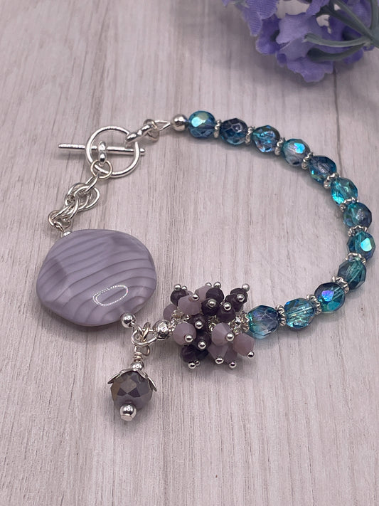 Purple Silk Textured Coin Bracelet