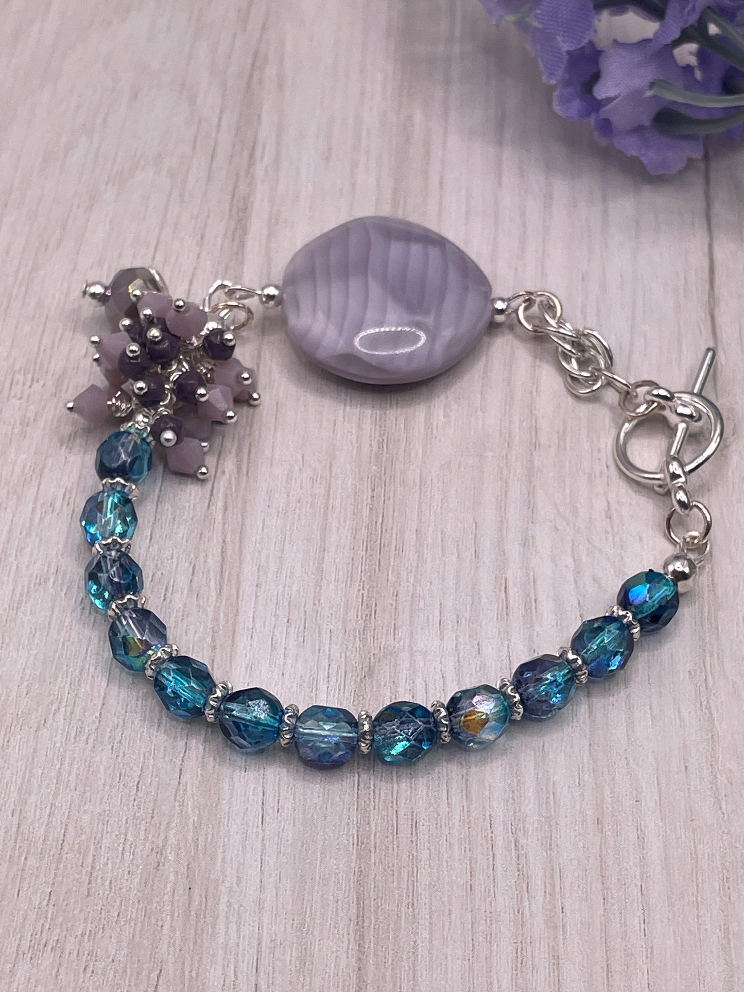 Purple Silk Textured Coin Bracelet