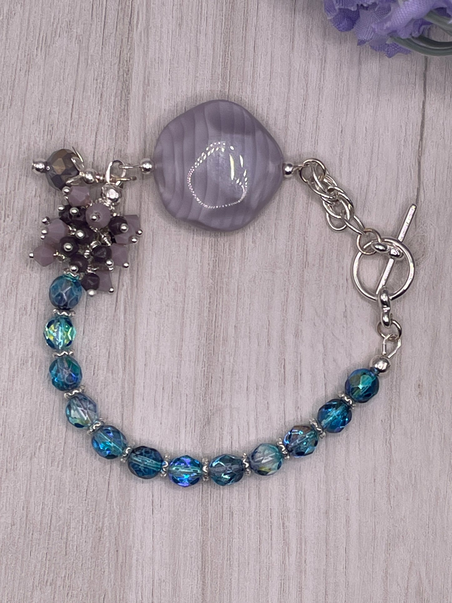 Purple Silk Textured Coin Bracelet