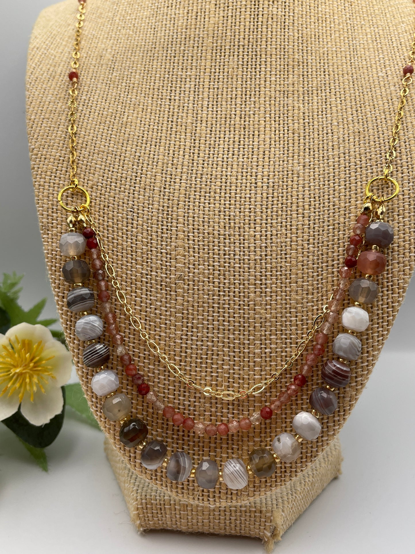 Botswana Agate 3-Strand Necklace