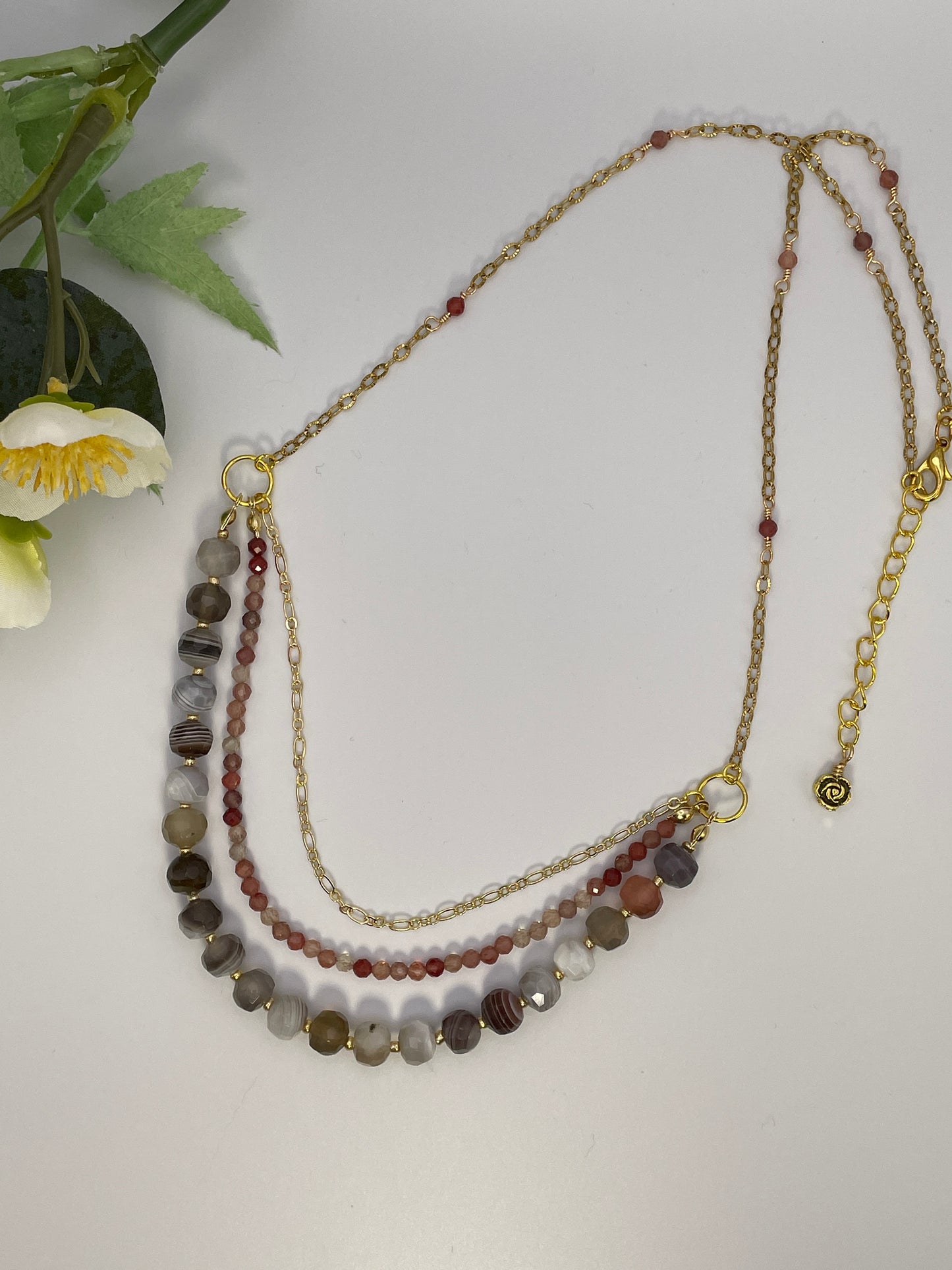 Botswana Agate 3-Strand Necklace