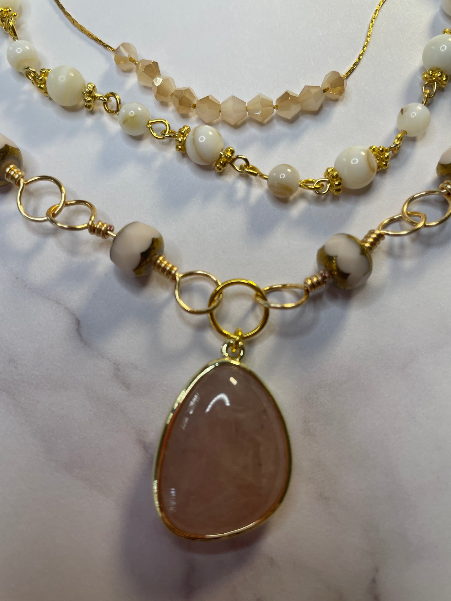 Peach Blossom Multi-Strand Necklace