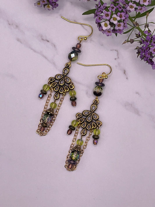 Peacock Chandelier Earrings