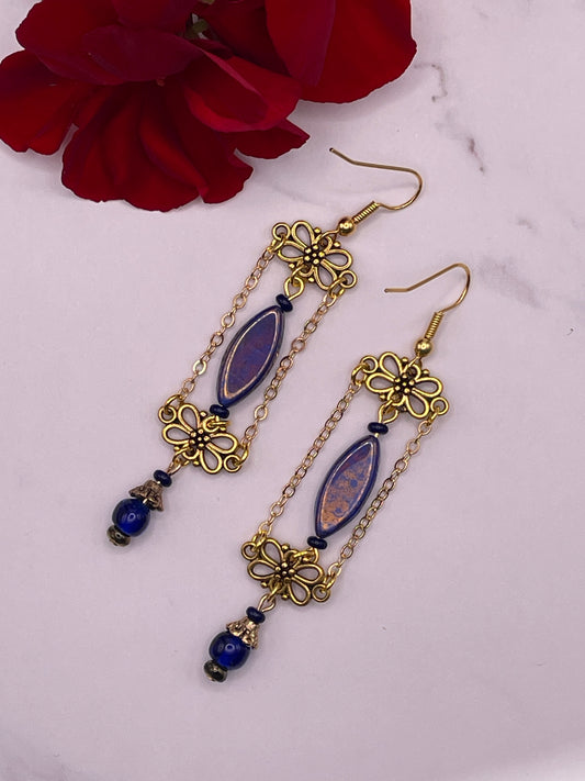 Vintage Look Blue Earrings