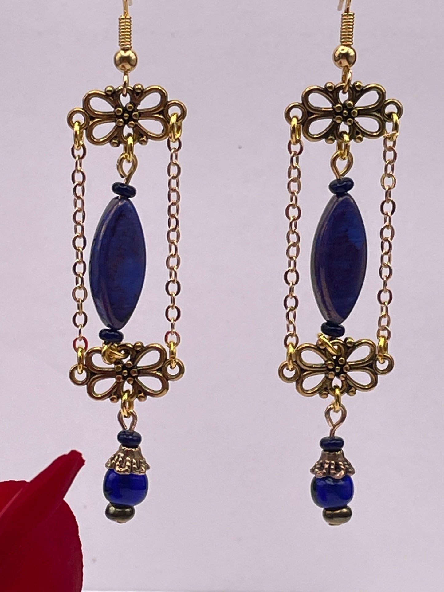 Vintage Look Blue Earrings