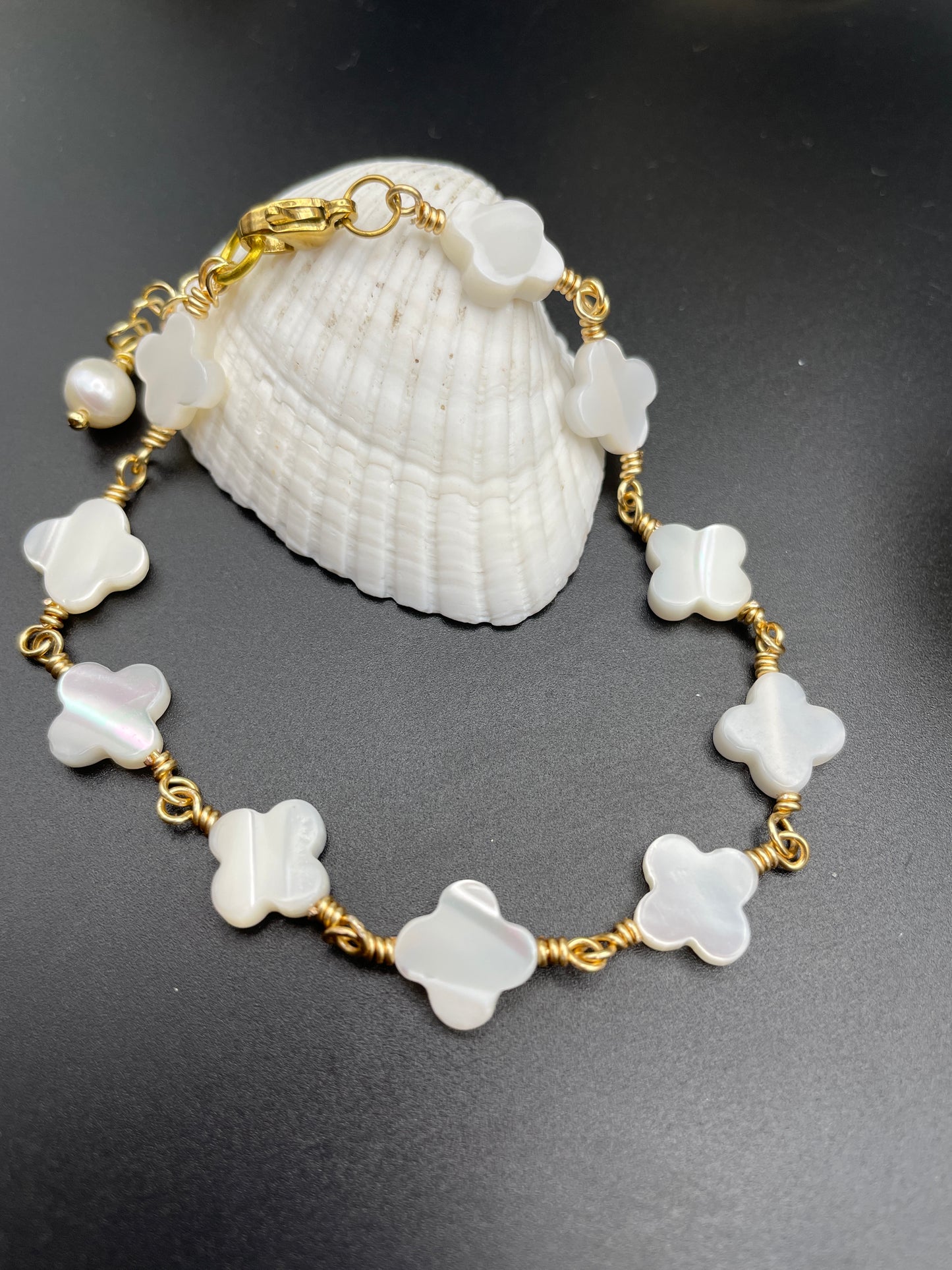 Mother of Pearl Quatrefoil Bracelet