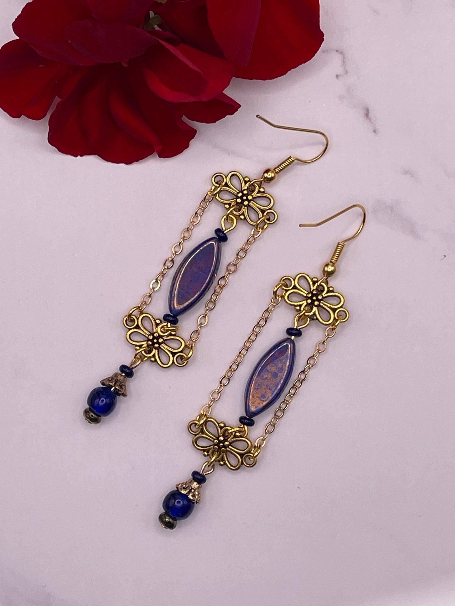 Vintage Look Blue Earrings