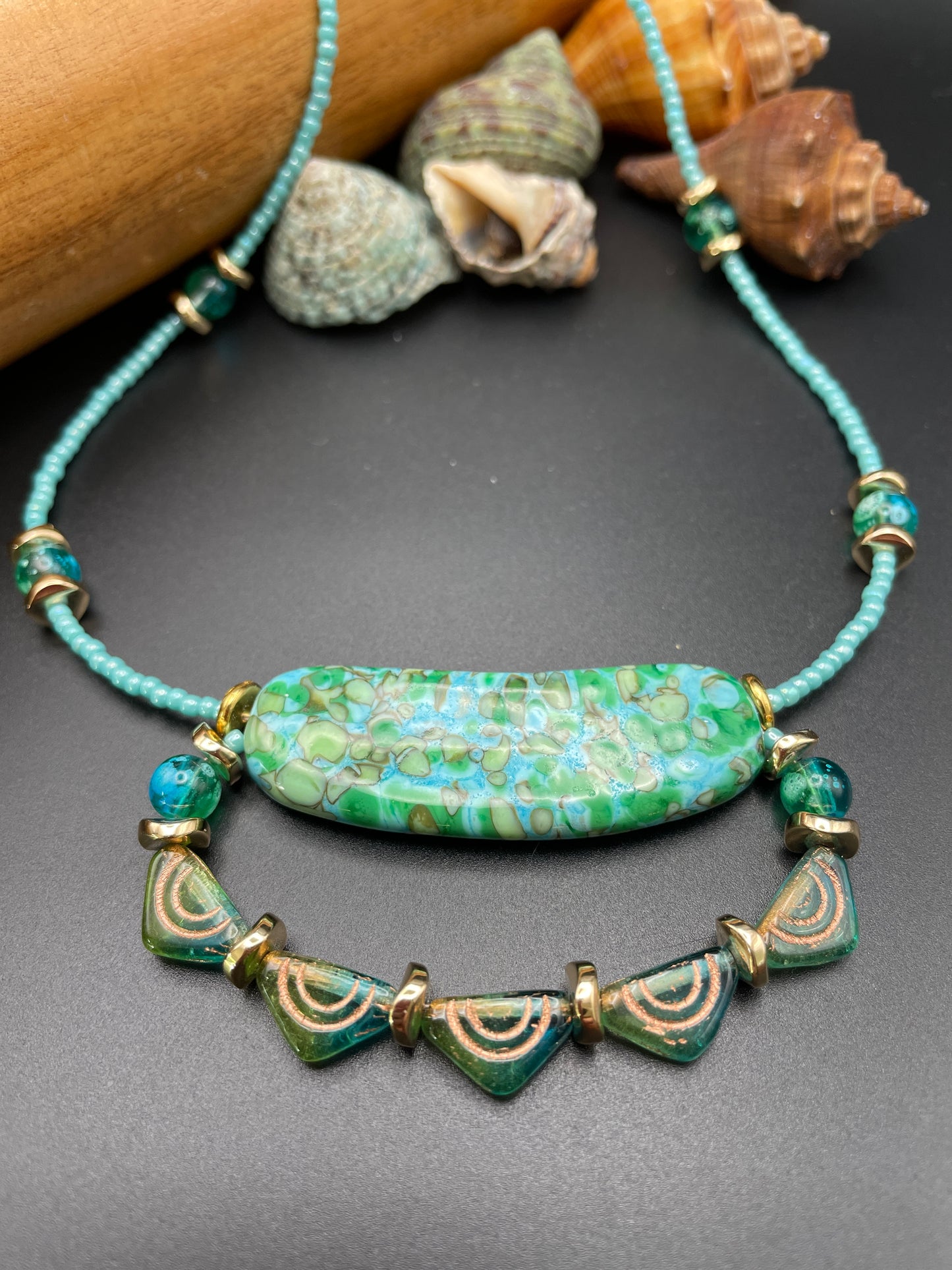 Lampwork Crescent Necklace