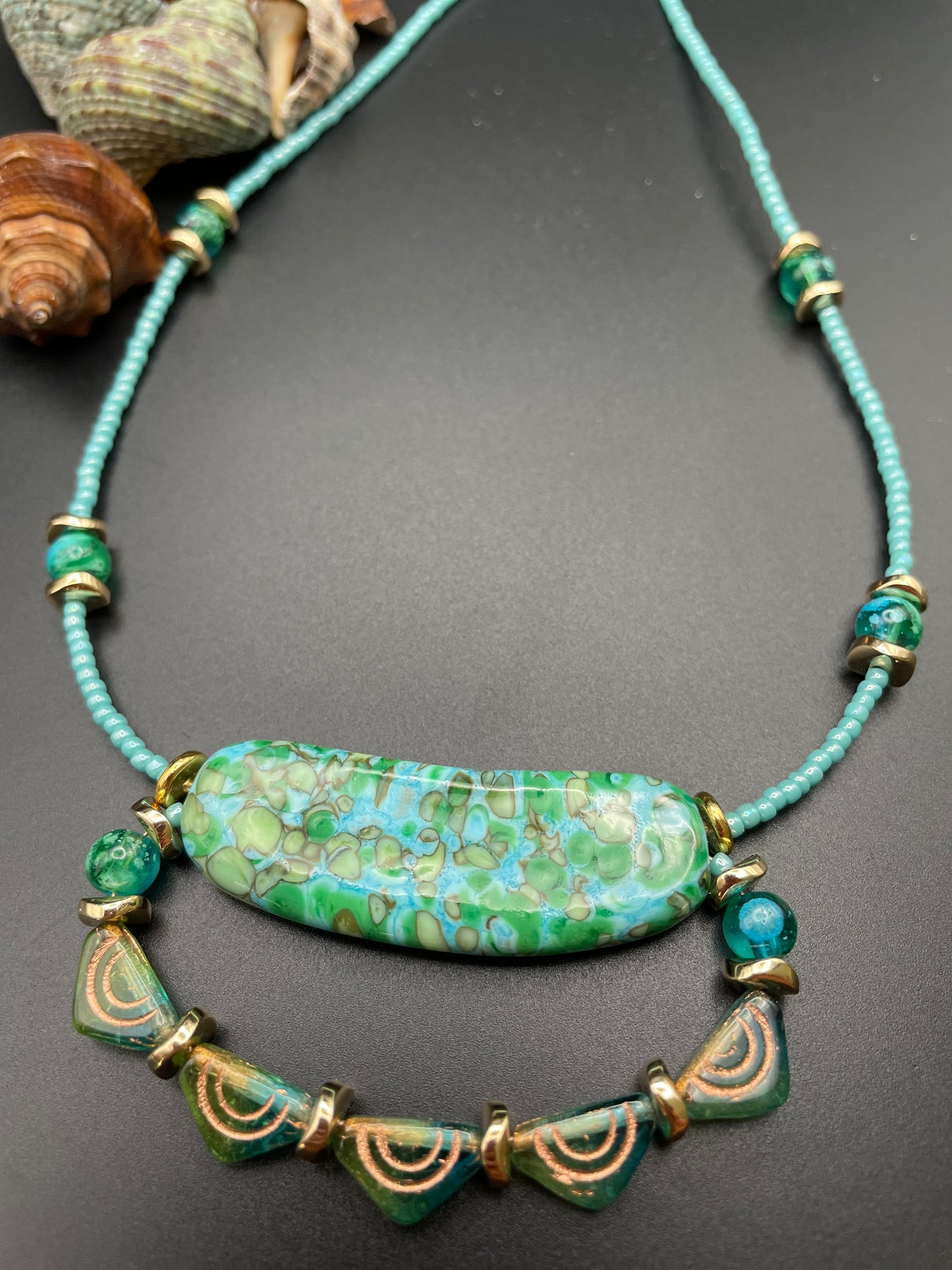 Lampwork Crescent Necklace
